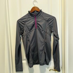 Athleta Intrepid Sunshield Long Sleeve Gray 1/4 Zip Active Womens Small